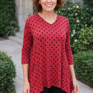 Red and Black 3/4 Sleeve Boxy Tunic